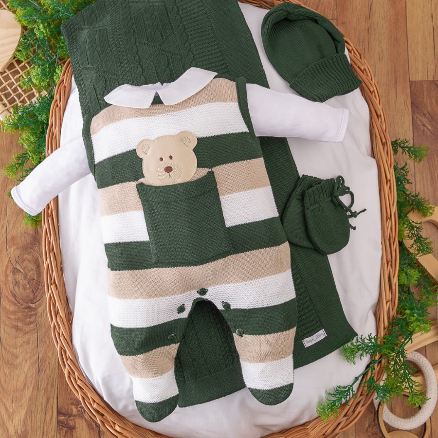  Saída de Maternidade Theodoro - Verde Militar e Bege Novo